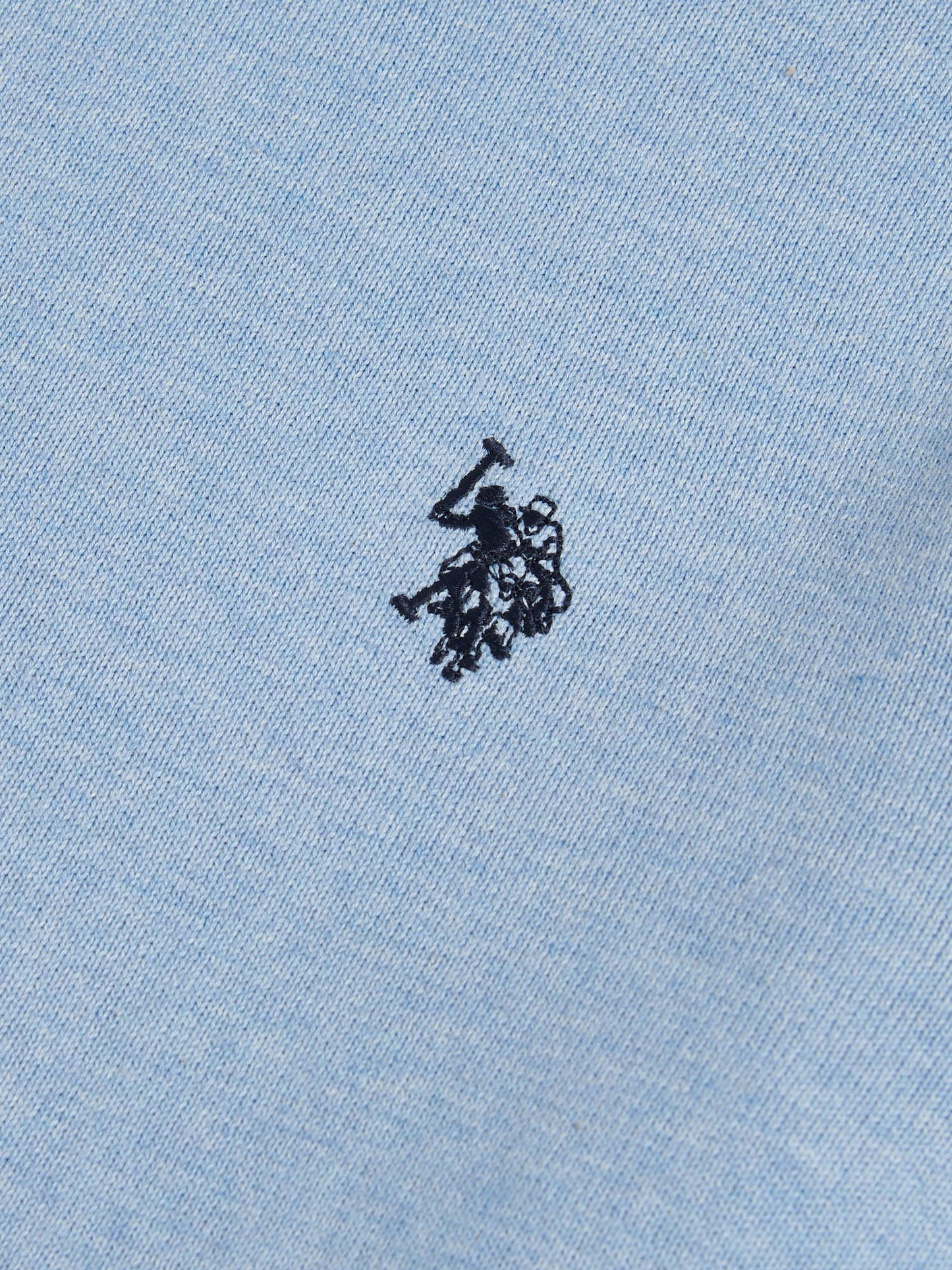 Mens Double Horsemen Cotton Knit Crew Jumper Parisian Blue Marl