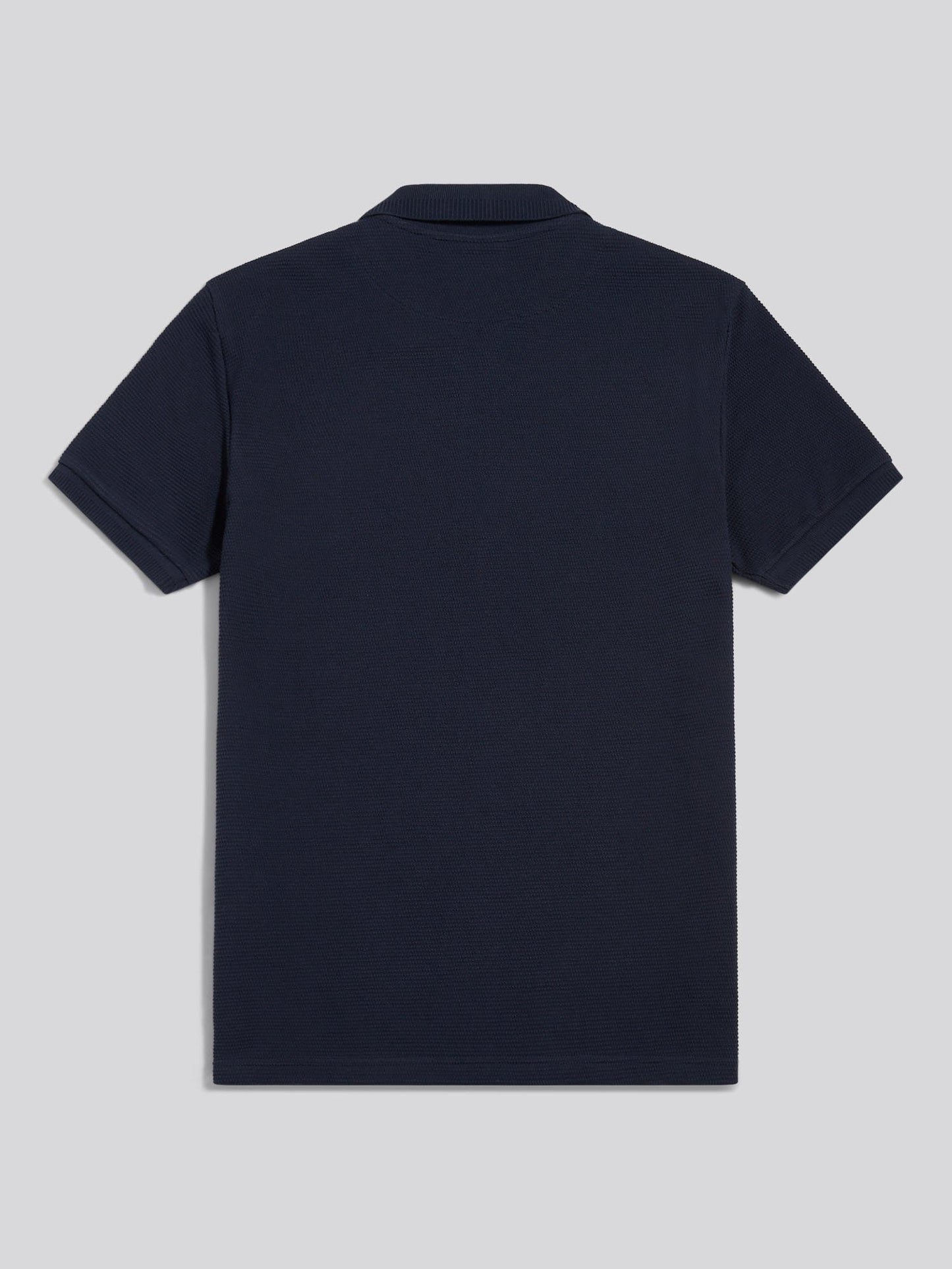 Mens Popcorn Texture Zip Polo Shirt Dark Sapphire Navy