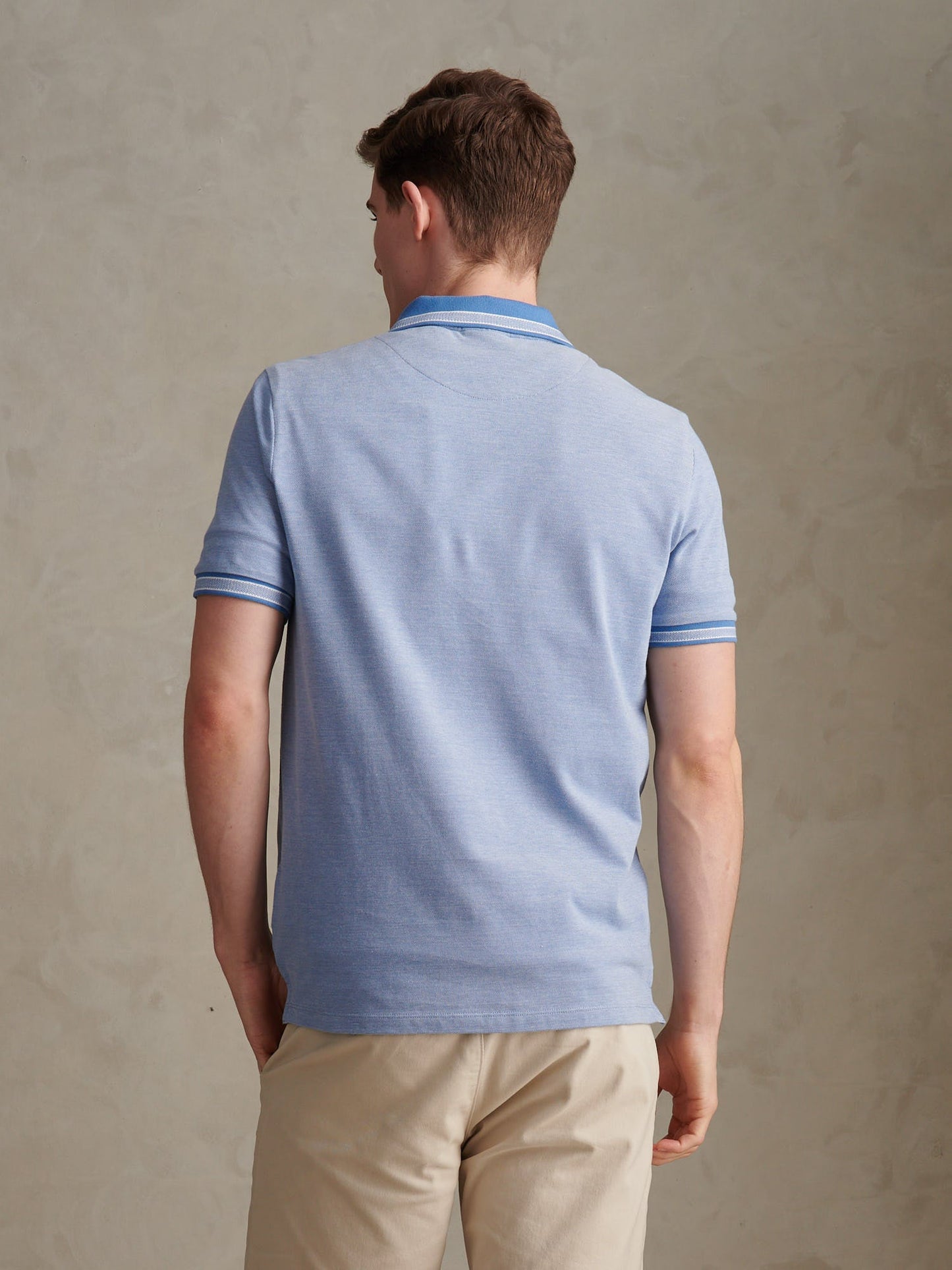 Mens Two Tone Tipped Pique Polo Shirt Riviera