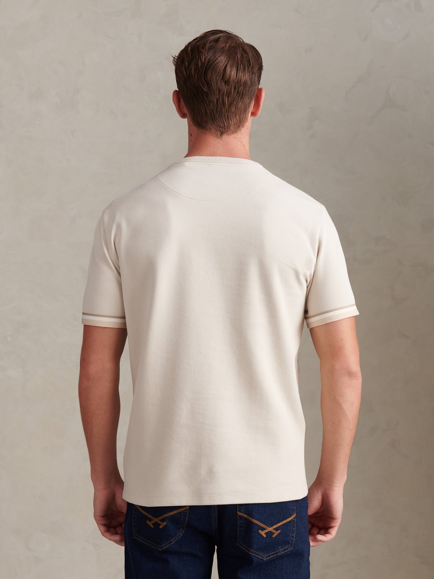 Mens Twill Taped T-Shirt Beige