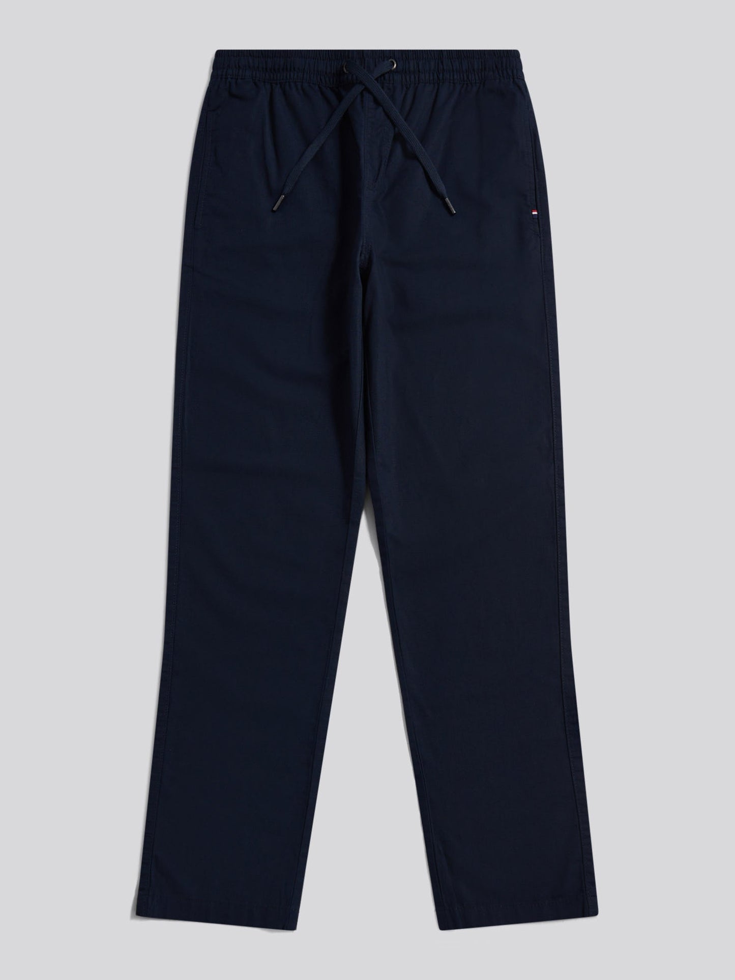 Mens Linen Blend Drawstring Trousers Dark Sapphire Navy / Haute Red DHM