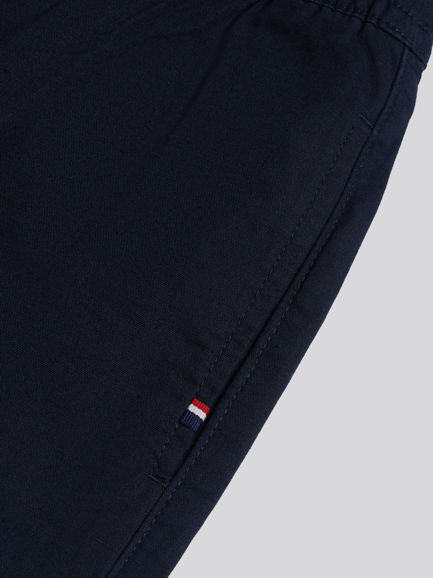 Mens Linen Blend Drawstring Trousers Dark Sapphire Navy / Haute Red DHM