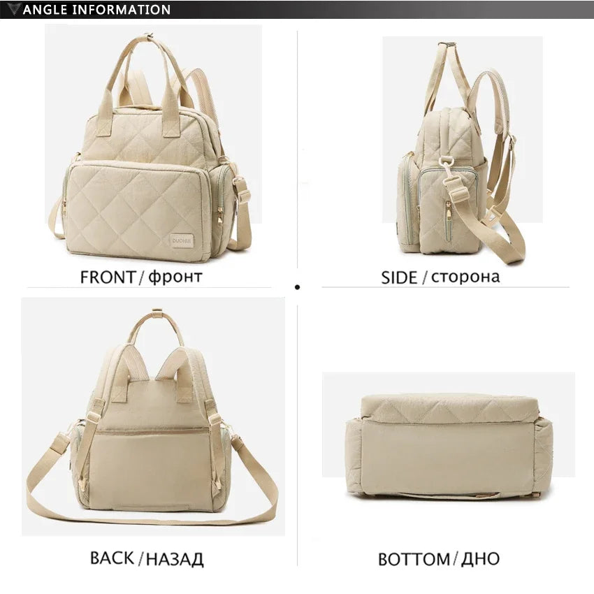 Fashionable Mommy Bag Women Waterproof Backpack Large Capacity Travel Multi Layer Pocket Shoulder Luggage Insert Pocket Oxford