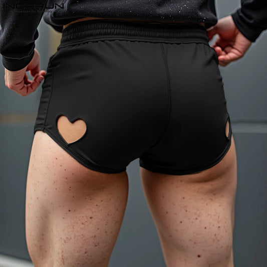 Summer Men Shorts Solid Color Fashion Hollow Out Bottoms INCERUN Sexy Casual Shorts Streetwear Oversize Short Trousers S-5XL