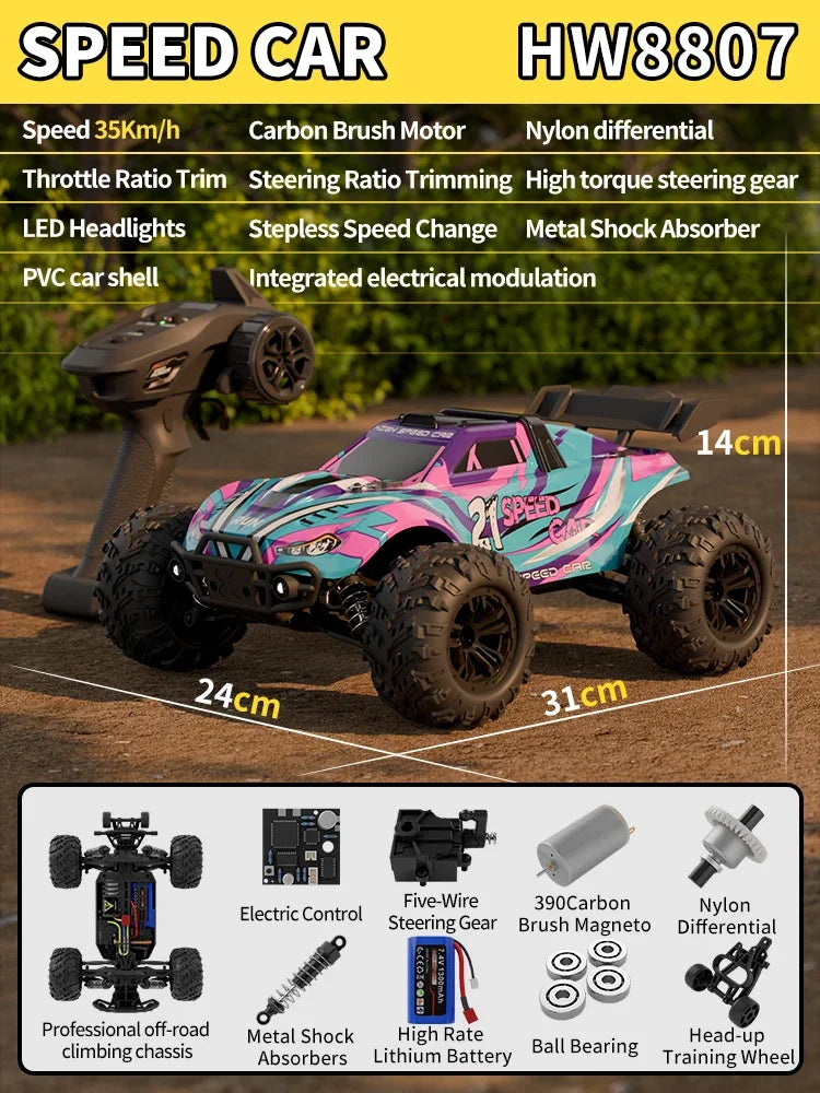 2025 New 1:16 4WD Remote Control Car 35 km/h High-Speed Off-Road RC Car All-Terrain 2.4G Electric RC Car with LED Lights