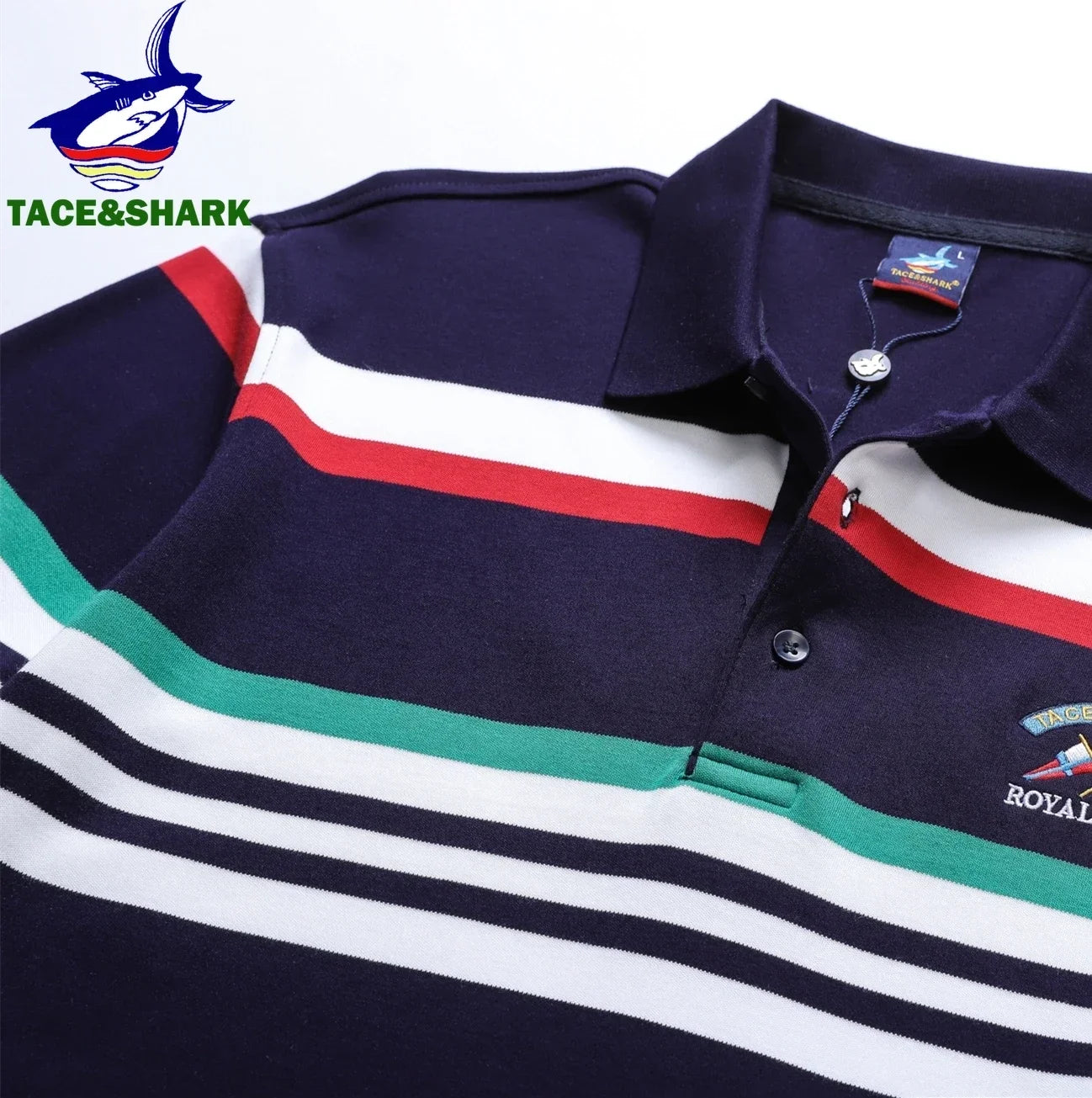 TACE&SHARK High Quality Men's Long Sleeve Striped Polo Shirt for Autumn Casualwear Breathable Casual Top