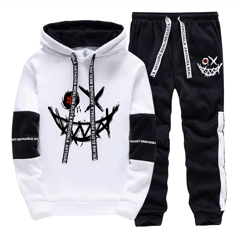 Men's Printed Tracksuit — Casual Hoodie & Sweatpants Streetwear Set
