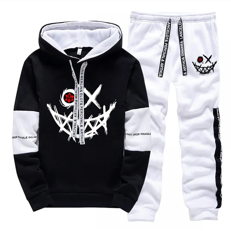 Men's Printed Tracksuit — Casual Hoodie & Sweatpants Streetwear Set