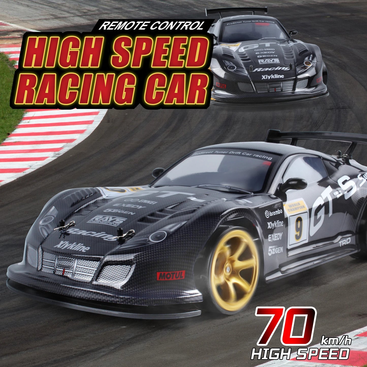 Remote Control Car 1:10 4wd 70km/H High Speed Drift Racing RC Car Simulation Gtr Car Toy Off-Road Rc Car Kids Toys