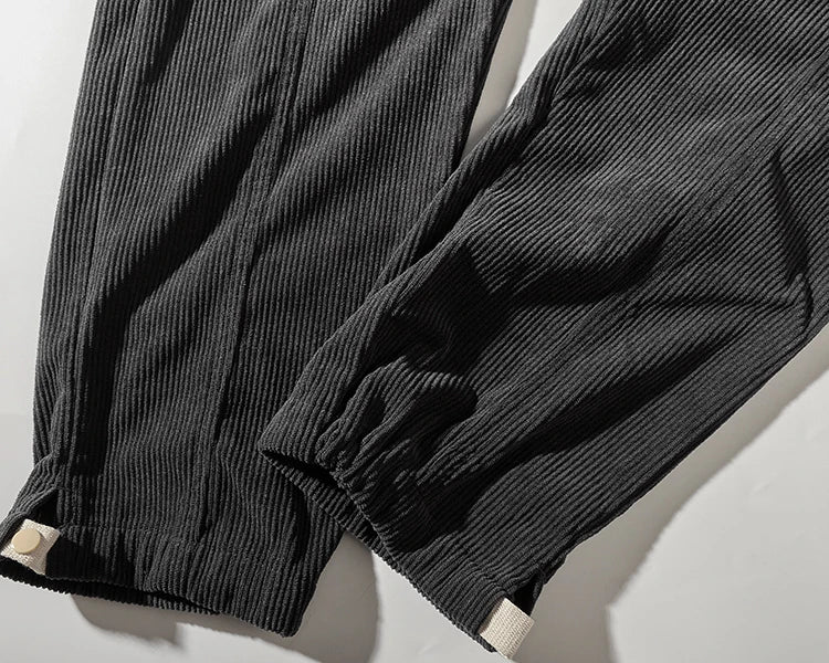 Corduroy pants men's elastic waist autumn sweatpants loose bundle feet tide brand overalls