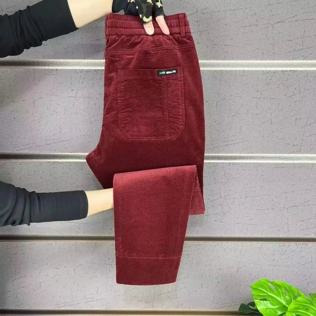 Corduroy Cargo Trousers Men's Simple Loose American Retro Casual Elastic Autumn Winter Business Classic Male Trousers