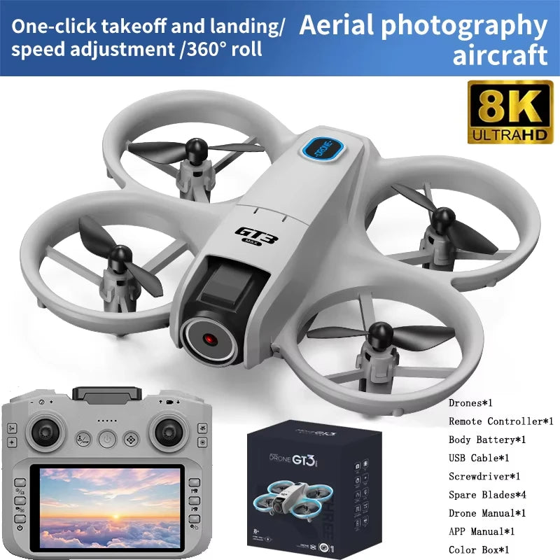 NEW GT3 GPS Drone with 8K HD Dual Cameras 180° FPV 5G WIFI Brushless Motors Intelligence Obstacle Avoidance Foldable Quadcopters