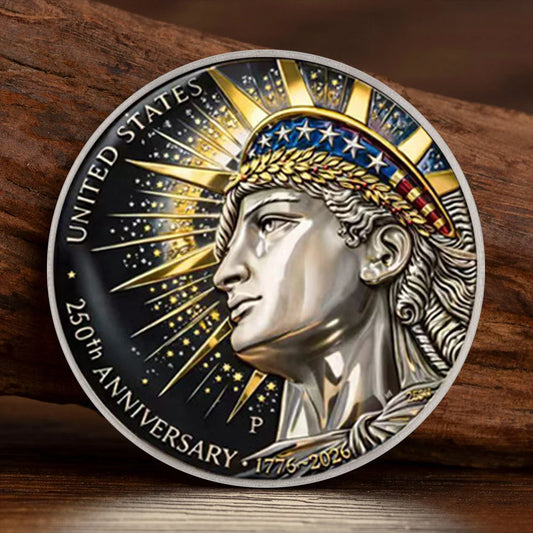 United States 250th Anniversary Printed Silvery Plated Collection Coin 250 Years of Independent