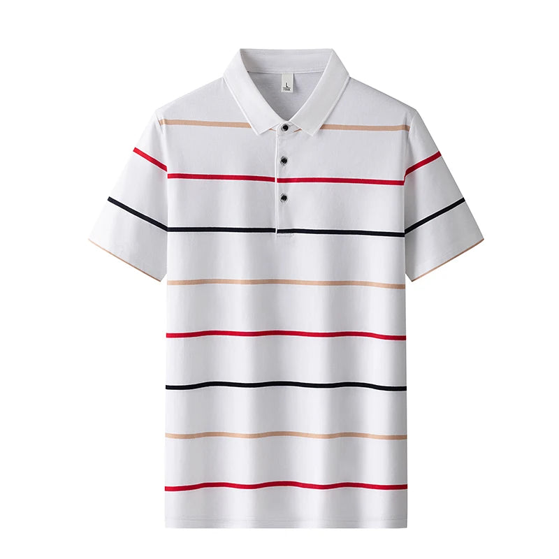 Men'S Classic Striped Polo Shirt Cotton Short Sleeve 2024 Summer Plus Oversize 4XL