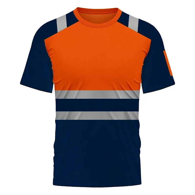 High Visibility Safety Work Shirts Summer Breathable Work T Shirt Reflective T-shirt Quick Dry Hi Vis Shirts Large XXXL