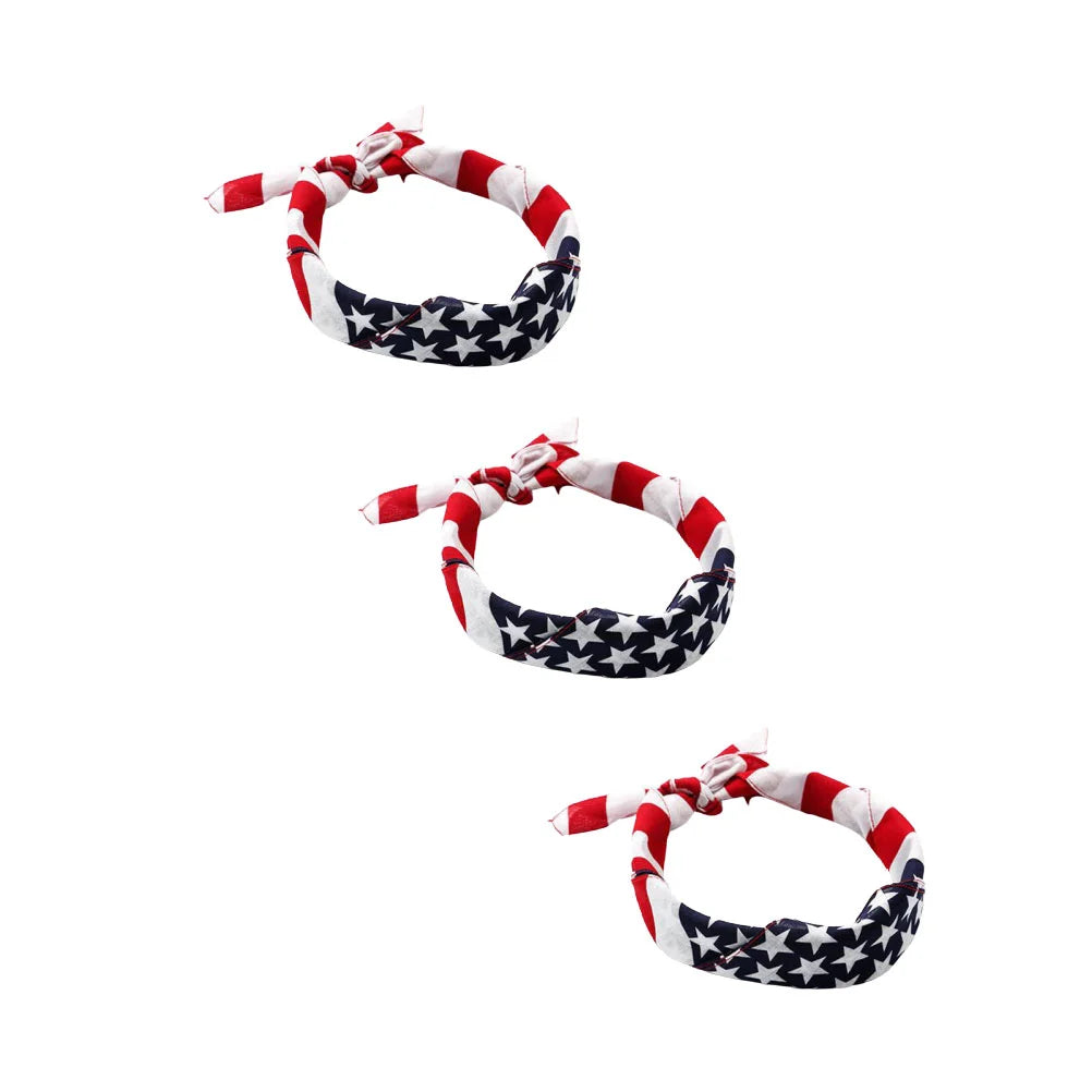 3pcs USA Flag Headscarf Flag Bandanas American Flag Headband Hip Hop Headscarf Patriotic Headwear 4th of July