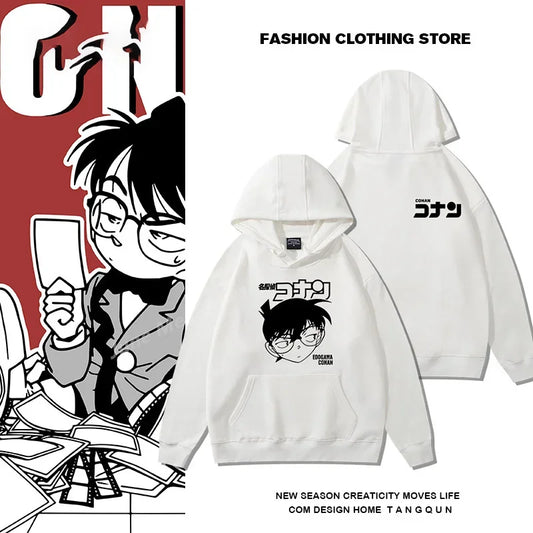 Hot selling items - men's and women's long sleeved hooded sweatshirts Japanese Conan detective printed couple hooded sweatshirts