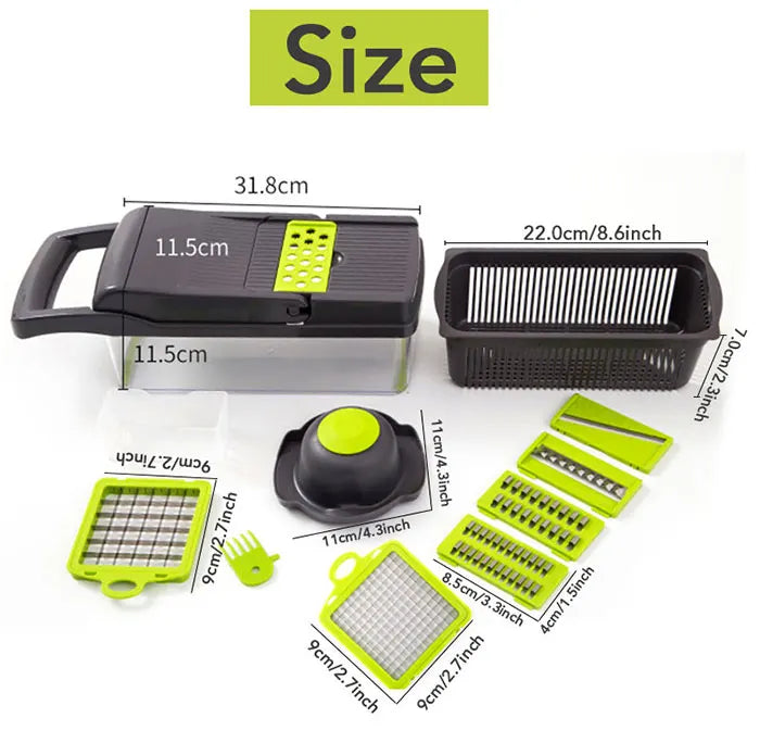 Multifunctional Vegetable Chopper & Grater – 7-Blade Kitchen Slicer Set