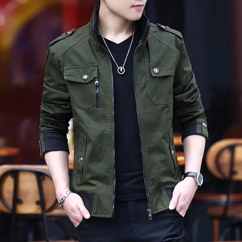 Mens Cargo Jackets New Fashion Bomber Jacket Mens Wear Simple British Style Warm Windproof Jacket and Coat Baseball Jacket Male