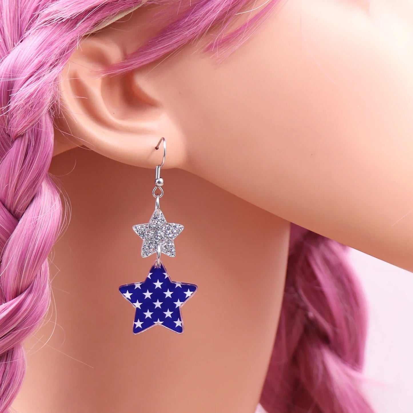 4th of July Independence Day Stud Drop Earrings Hoop Flag TRENDY Acrylic Jewelry For women