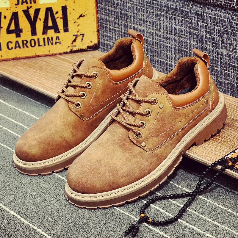 Mens Fashion Shoes England Style Formal Shoes for Man Non Slip Ankle Boots Outdoor Waterproof Casual Work Land Shoes