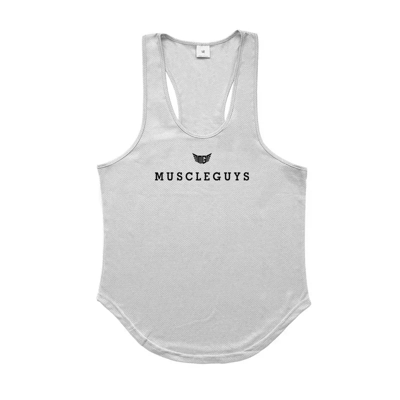 Hot Sale Mens Printed Tank Tops Mesh Breathable Quick Dry Cool Vests Running Shirts Gym Bodybuilding Fitness Sleeveless Singlets