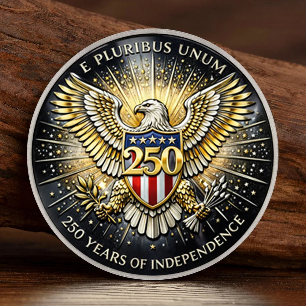 United States 250th Anniversary Printed Silvery Plated Collection Coin 250 Years of Independent