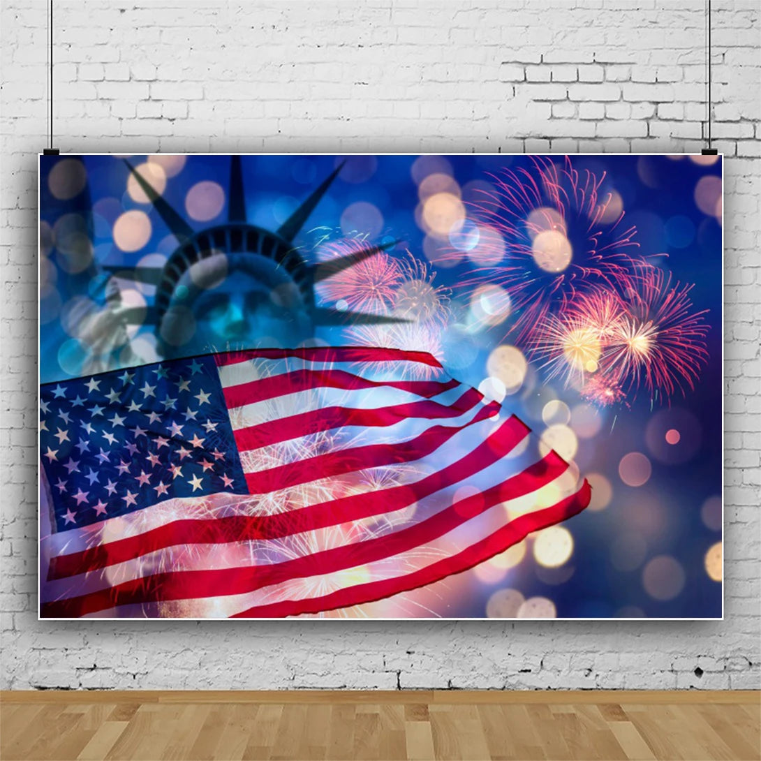 July 4th Independence Day Theme Background USA Flag Star Balloon Celebration Party Decoration Banner Photo Shoot Props Gifts