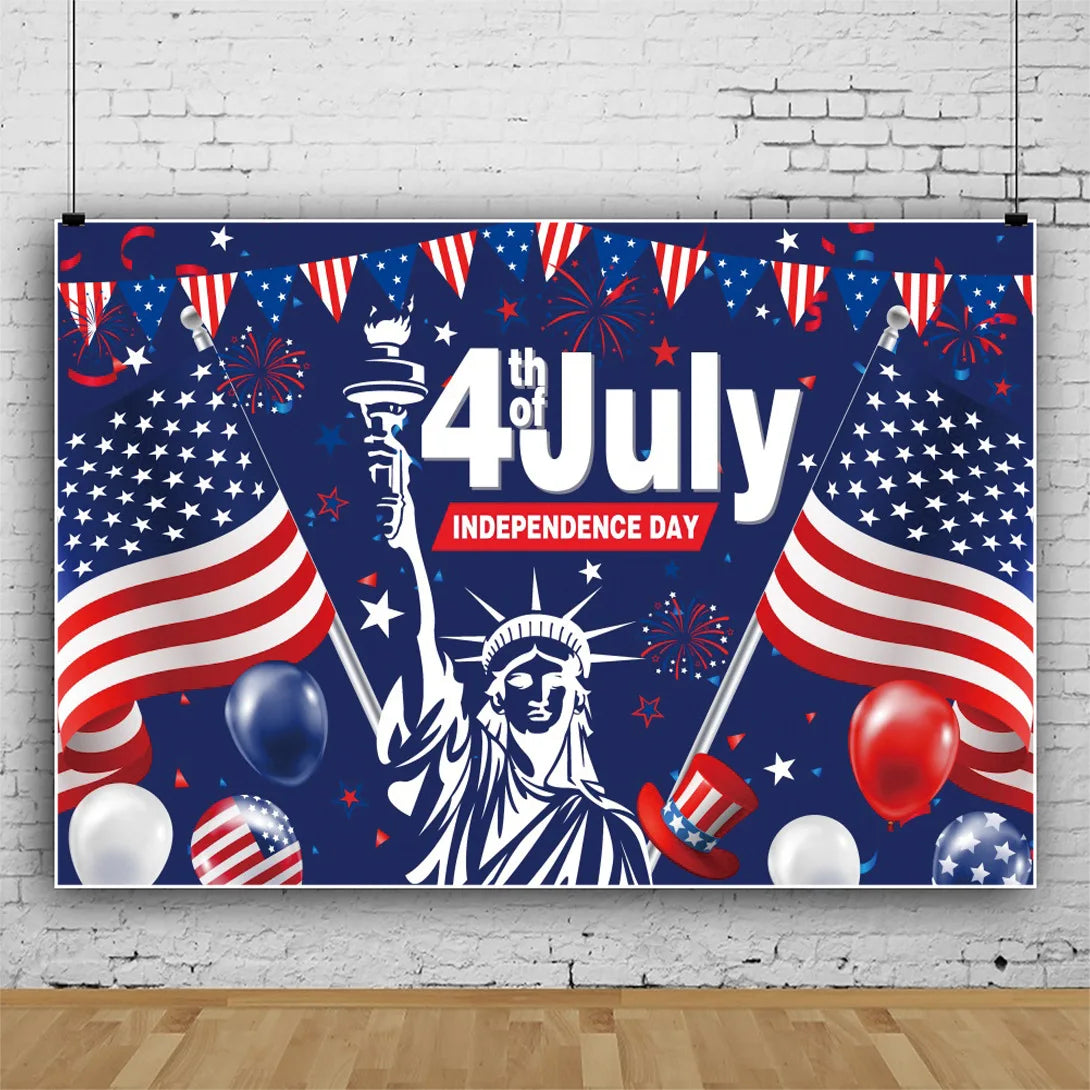 July 4th Independence Day Theme Background USA Flag Star Balloon Celebration Party Decoration Banner Photo Shoot Props Gifts
