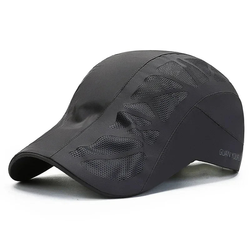 Summer Sports Mens Sun Hats Breathable Mesh Quick-drying Visor Caps Outdoor Gorro Hombre Boina Golf Hat Fashion Solid Flat Cap