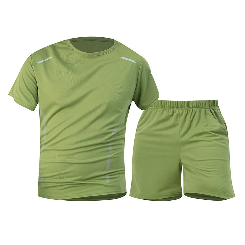 2/6pcs Men's Summer 7-color Quick Drying Casual Fashion Set Youth Loose Short sleeved T-shirt Black Sports Shorts Brother'Outfit
