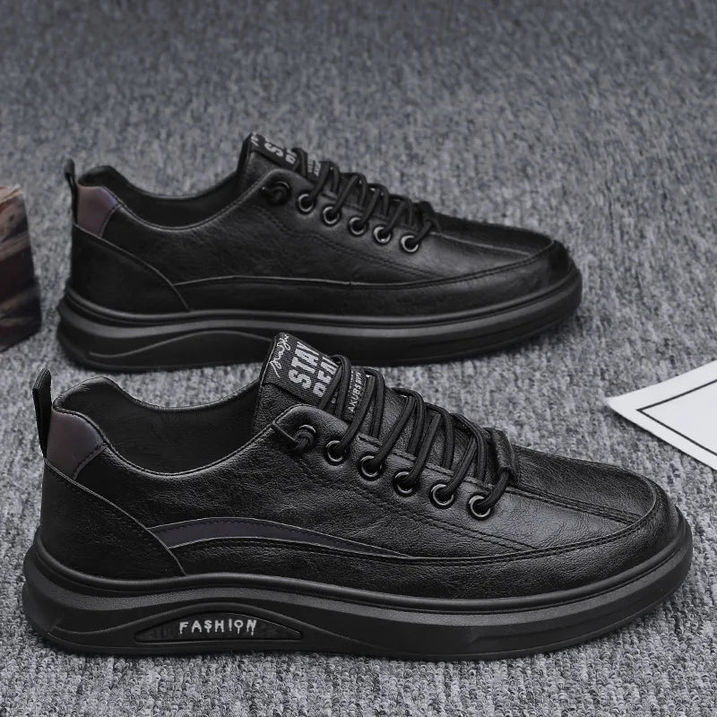 Mens Shoes Man Spring and Autumn Sneakers Male New 2025 Leather Casual Shoes for Men Water Proof Anti-slip Black Sneaker Men's