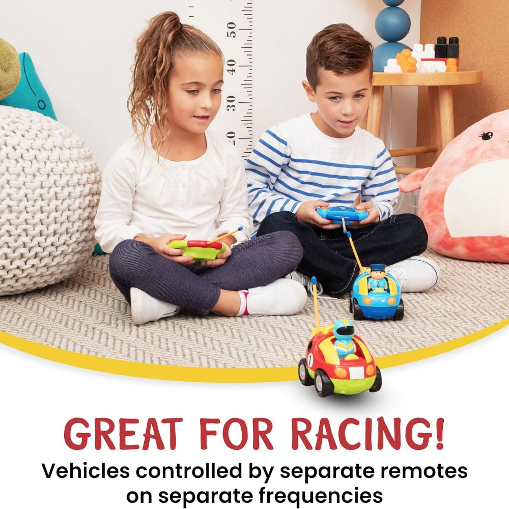 Cartoon Remote Control Cars - Police Car and Race Car for Toddlers - RC Cars for Kids - Easy Remote Control Toy, Christmas Gifts