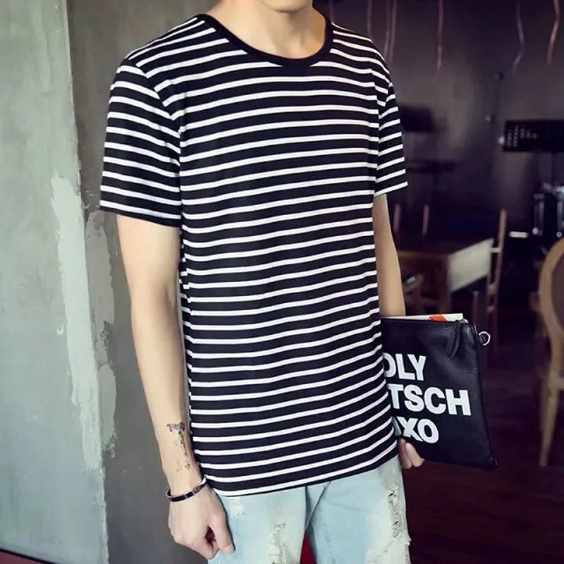 MRMT 2026 Brand New Mens T-Shirts Striped Men T Shirt Short-Sleeved Man Stripe T-shirt For Male Clothing Round-Collar Tops Tees
