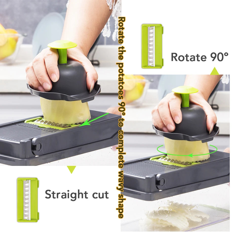 Multifunctional Vegetable Chopper & Grater – 7-Blade Kitchen Slicer Set