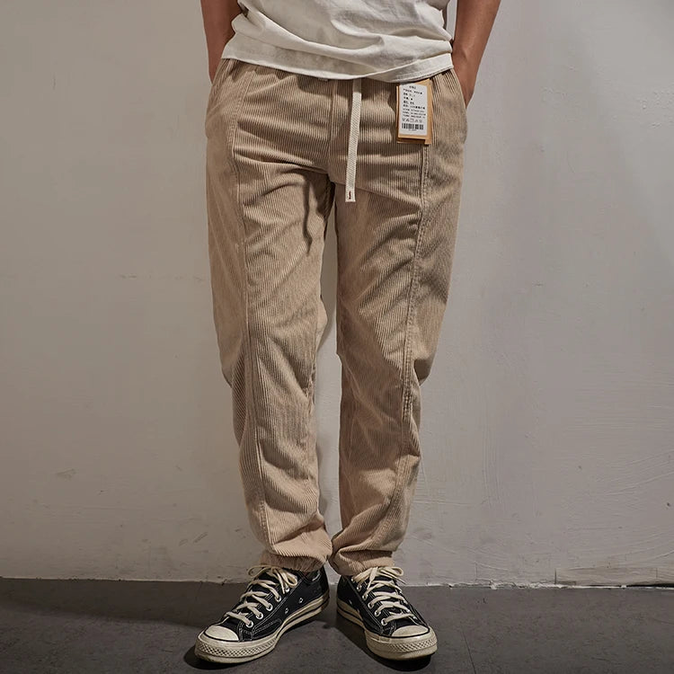 Corduroy pants men's elastic waist autumn sweatpants loose bundle feet tide brand overalls
