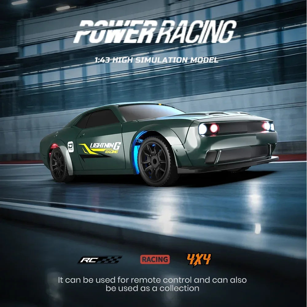 1/43 RC Car 4x4 2.4G Remote Control Racing Drift Vehicle 15km/h High Speed Off-road RTR with 7 Color LED Lights Toys Kids Gift