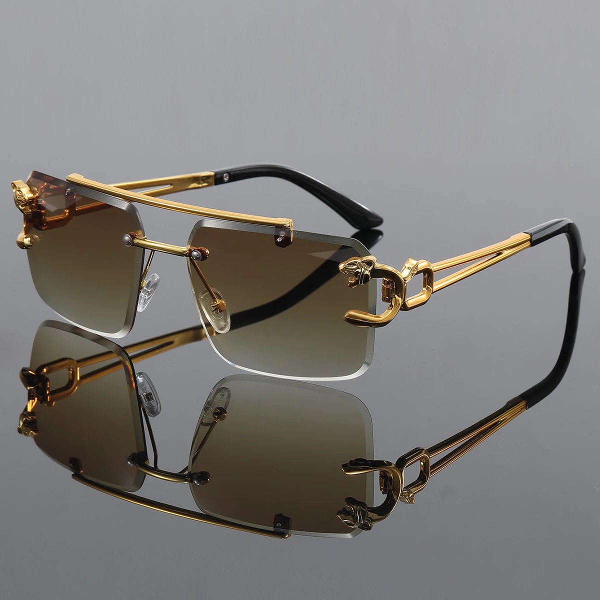 1pc Unisex Casual Hollow Out Design Retro Rimless Square Glasses For Daily Life Outdoor Vacation Beach Street-Photography