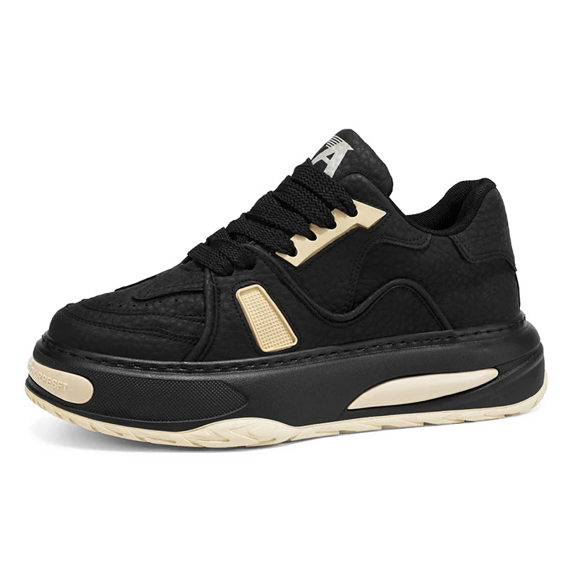 Mens Shoes 2025 Spring New Trend Platform Heightening Casual Board shoes Fashion Color Matching Leather Lace-up Casual Sneakers