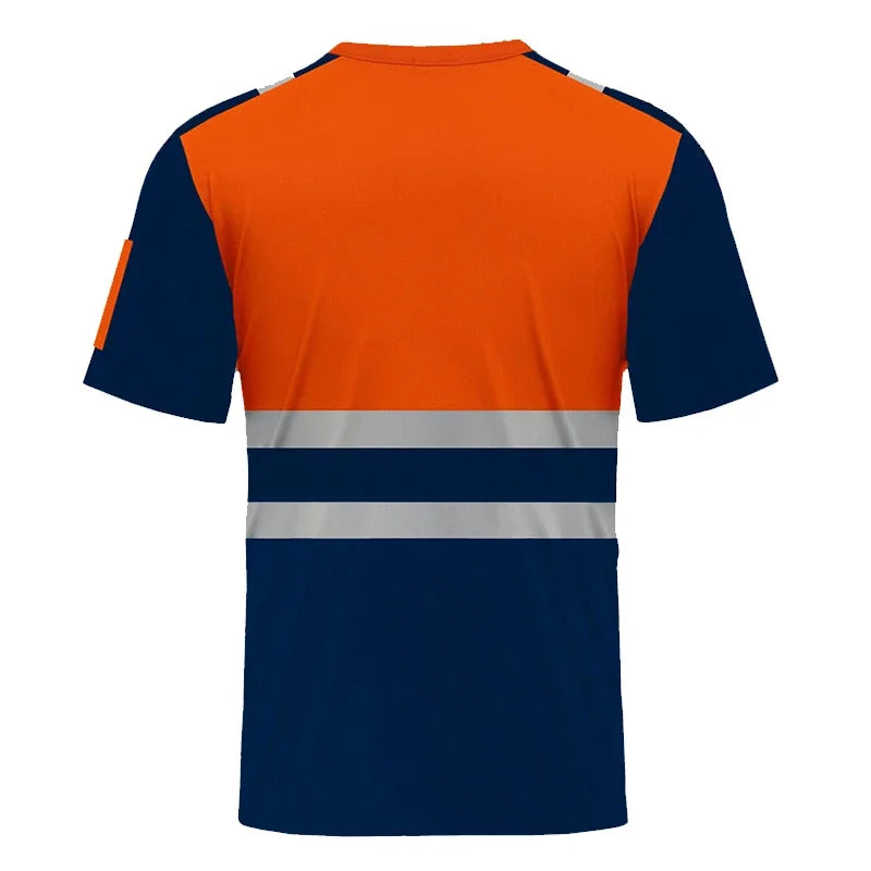 High Visibility Safety Work Shirts Summer Breathable Work T Shirt Reflective T-shirt Quick Dry Hi Vis Shirts Large XXXL
