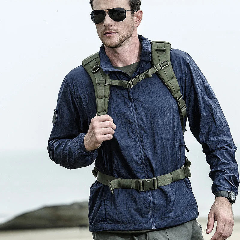 Lightweight Waterproof Tactical Jacket Men's Summer Breathable Thin Hoody Raincoat Hunting Portable Windbreaker Skin Jackets