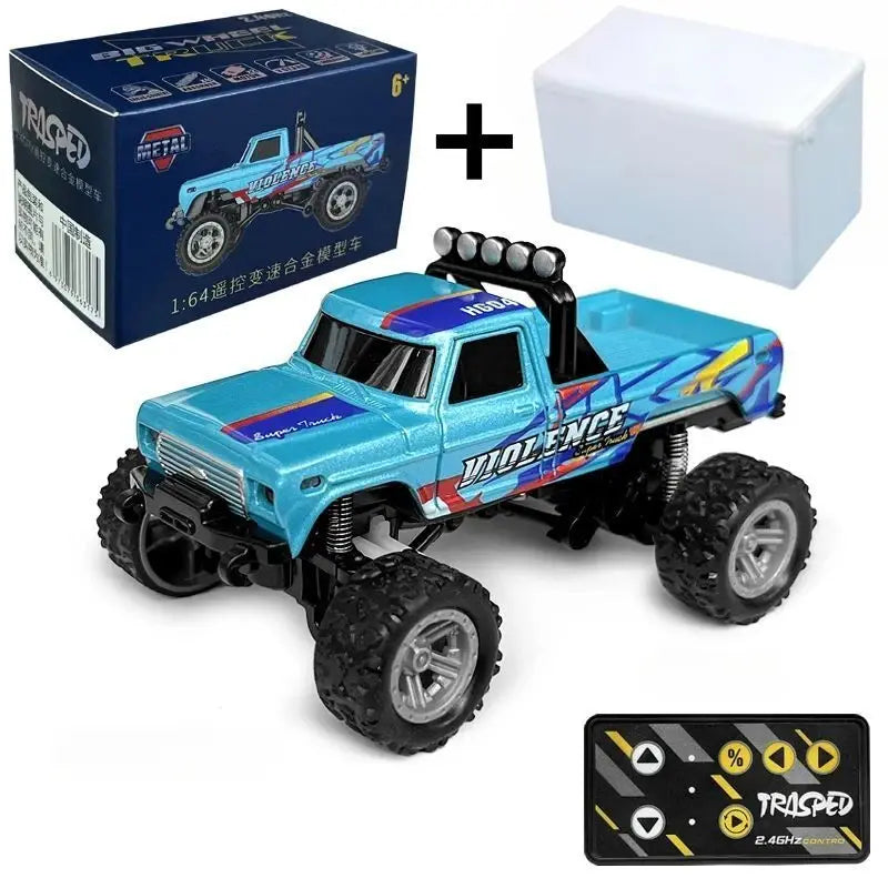 RC Off-Road Monster Truck 1/64 Remote Control Mini Climbing Car, Alloy Material, 2.4G Remote Control Electric Off-Road Vehicle.