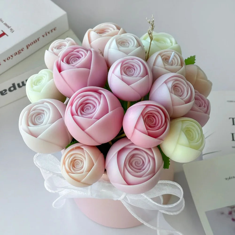 Multi Size Rose Bud Candle Silicone Moulds Stack Flower Resin Making Tools Plant Gypsum Birthday Party Decor Mother’s Day Gifts