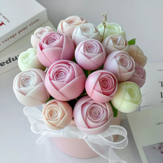 Multi Size Rose Bud Candle Silicone Moulds Stack Flower Resin Making Tools Plant Gypsum Birthday Party Decor Mother’s Day Gifts