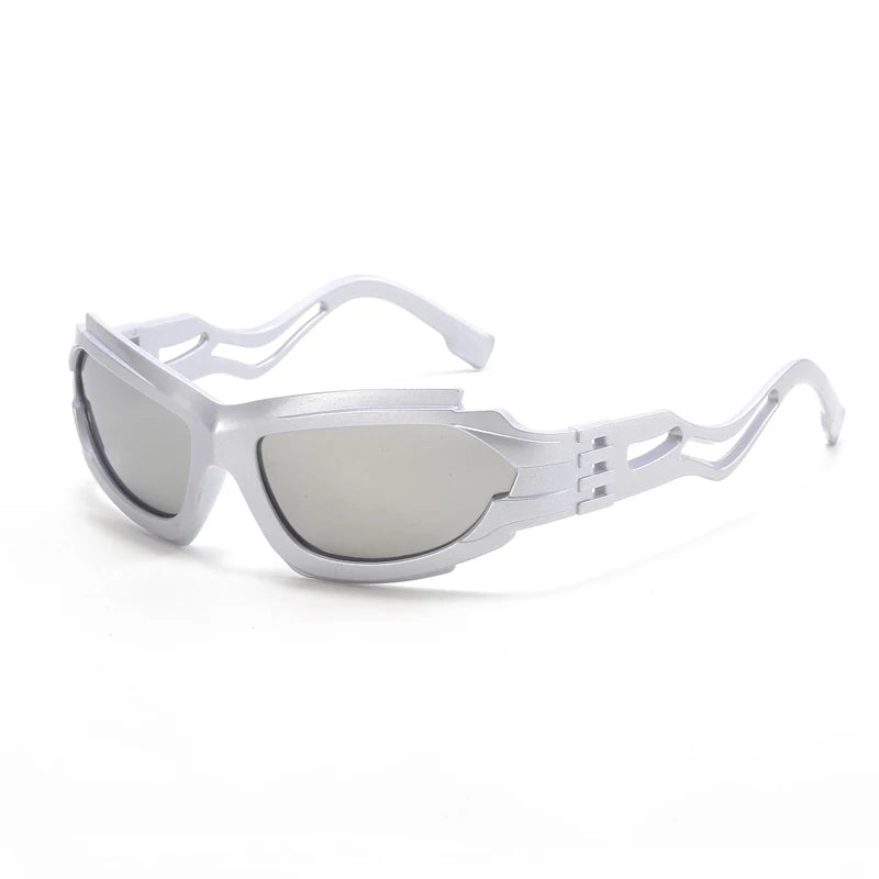 Fashion Cycling Hollow S-shaped Leg Punk Sunglasses Y2K Futuristic Personalized Sun Glasses INS Sports Cycling Glasses