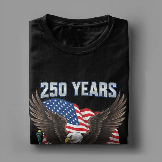 250 Years American 250th Anniversary US USA Flag 4th of July Men T Shirt  Vintage T Pure Cotton Adult Clothing
