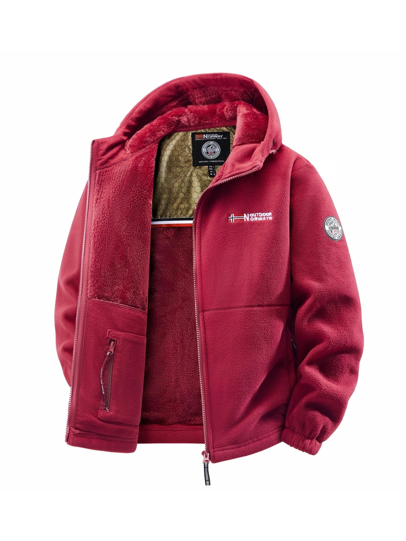 Men's Winter Fleece Hooded Jacket, Windproof and Warm, Suitable for Home Leisure, Sports, Running, Daily Commuting, Streetwear, and Vacation Wear.