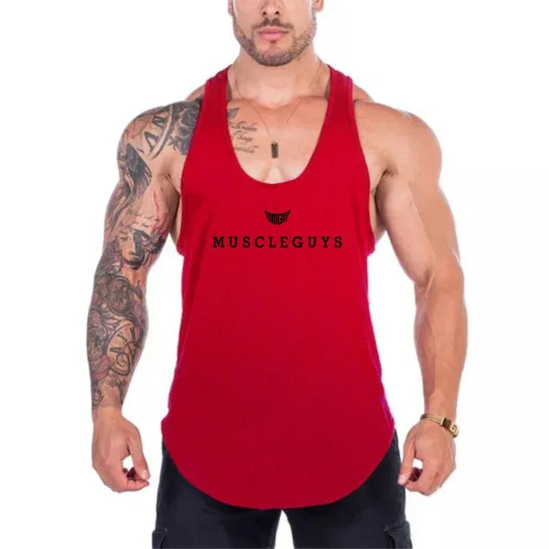 Hot Sale Mens Printed Tank Tops Mesh Breathable Quick Dry Cool Vests Running Shirts Gym Bodybuilding Fitness Sleeveless Singlets