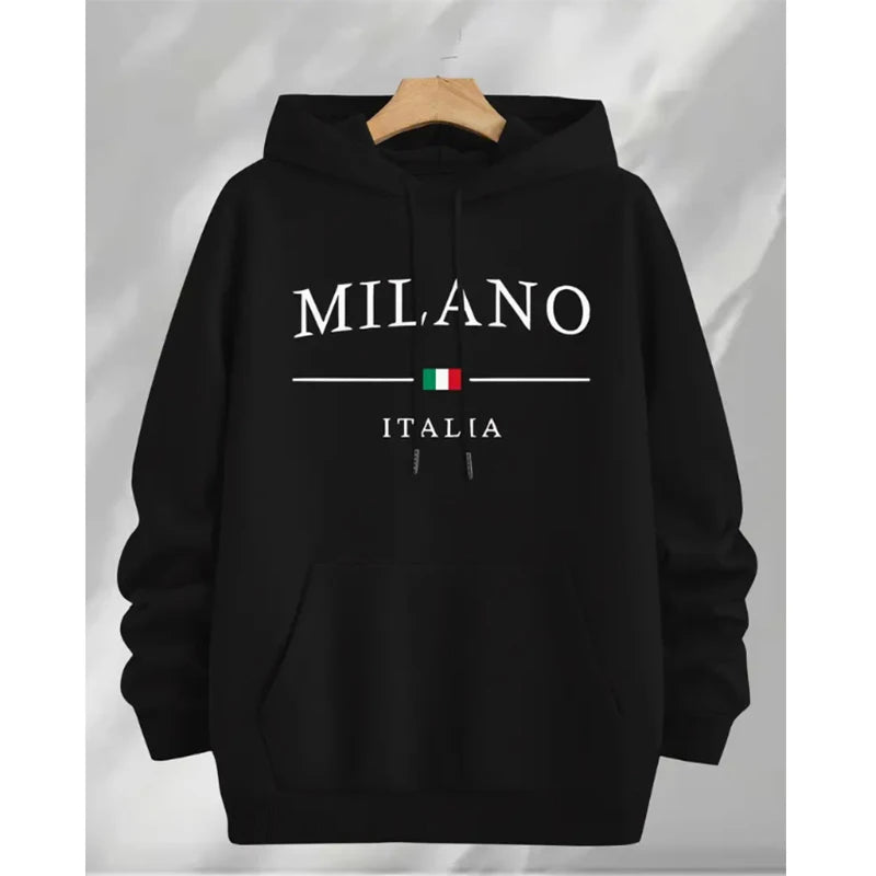Men's Printed Casual Hoodie — Street Fashion Pullover Sweatshirt