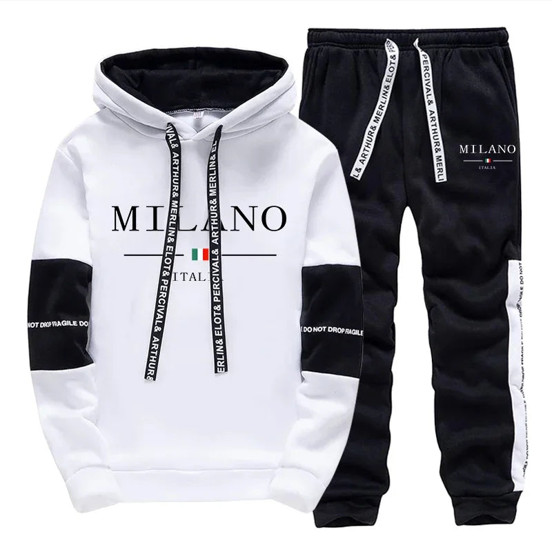 Men's Printed Tracksuit — Casual Hoodie & Jogger Pants Sportswear Set